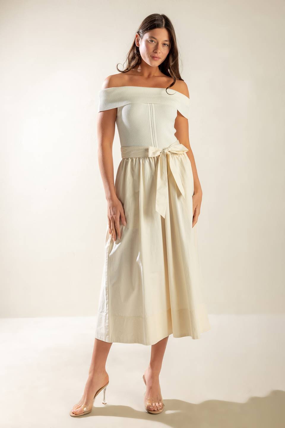 SOCIAL SEASON  OFF SHOULDER MIDI DRESS Flying Tomato